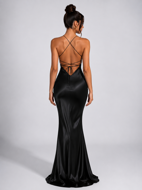 Backless Satin Dress — Night Edition
