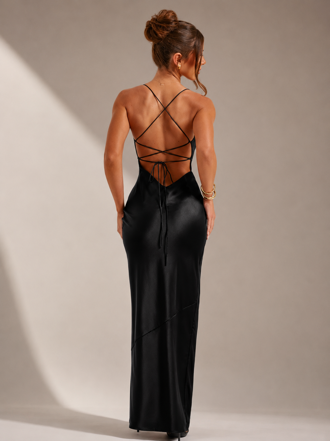 Satin Lace-Up Dress — Séduction