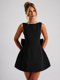 Pearl Bow Backless Dress - Innocence