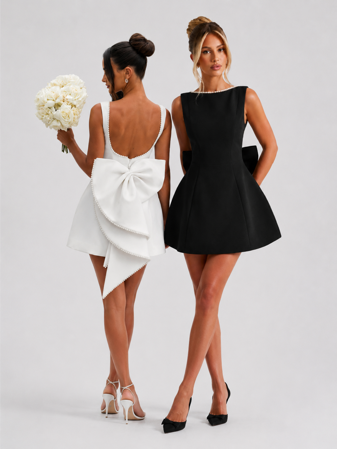 Pearl Bow Backless Dress - Innocence