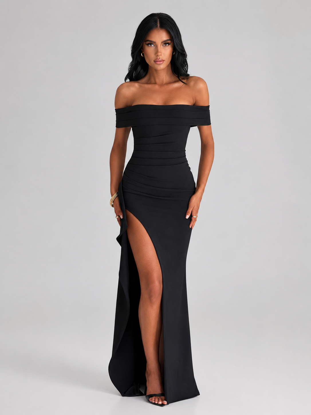 Off-Shoulder Ruched Dress — Venise
