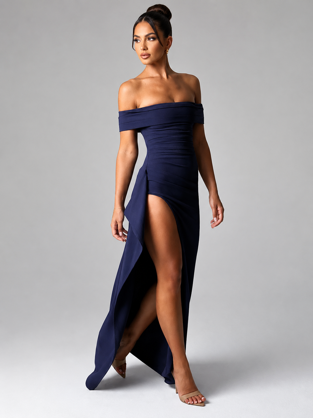 Off-Shoulder Ruched Dress — Venise