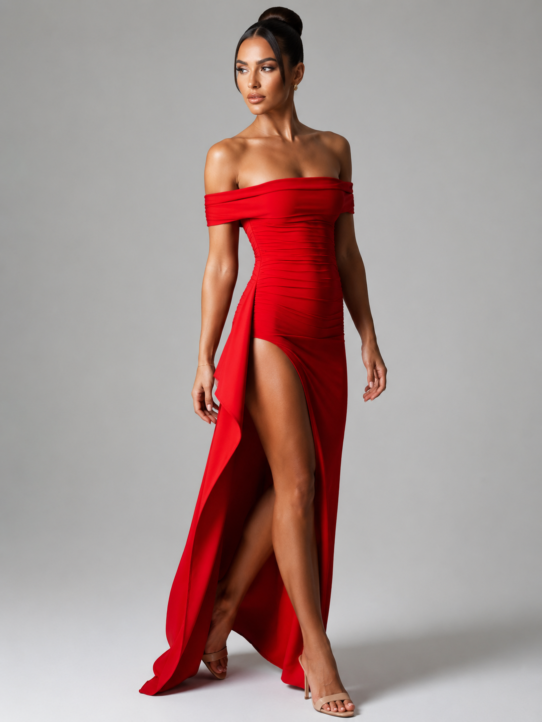 Off-Shoulder Ruched Dress — Venise