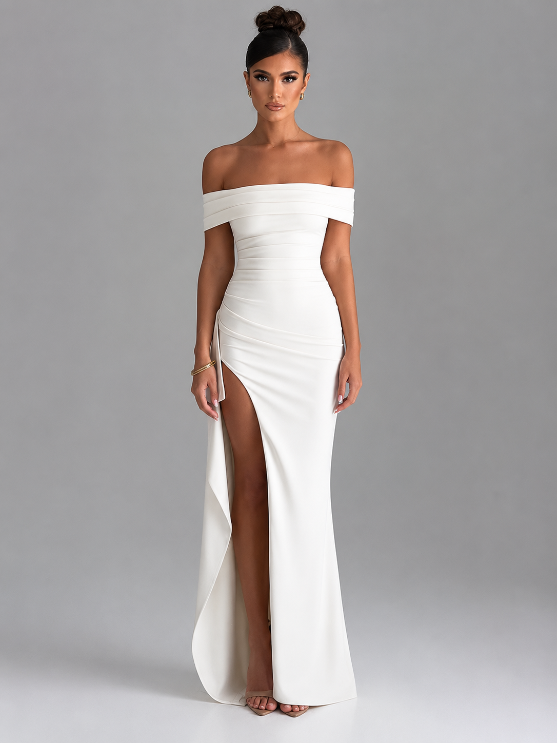 Off-Shoulder Ruched Dress — Venise
