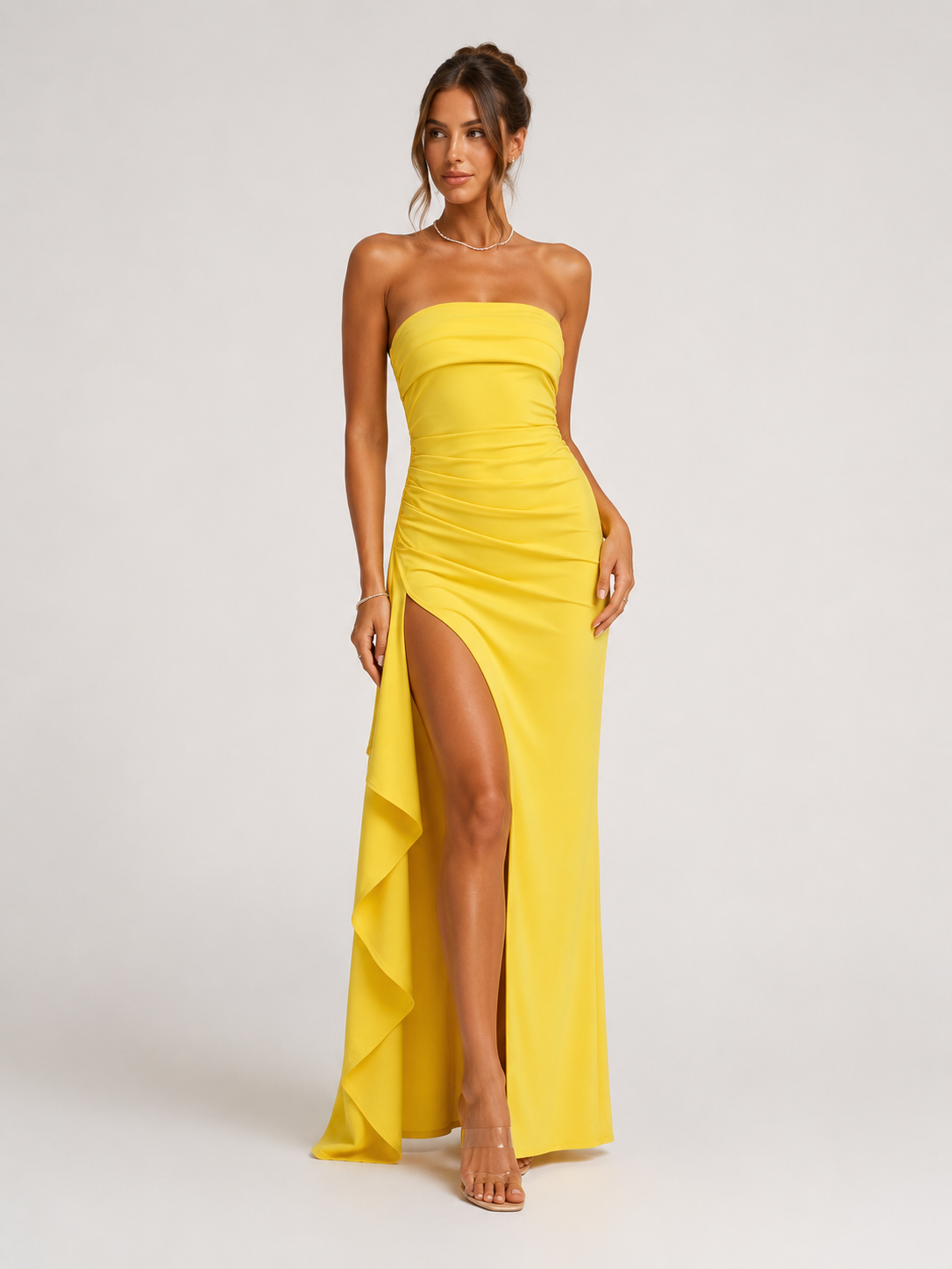 Strapless Ruched Dress — Ombre