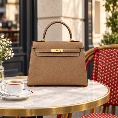 Sac ALMA Camel — au café, visuel illustratif