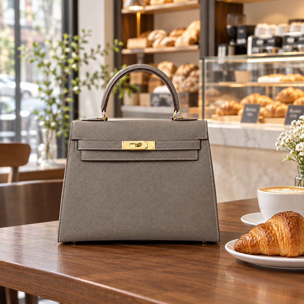 Sac ALMA Gris — au café, visuel illustratif