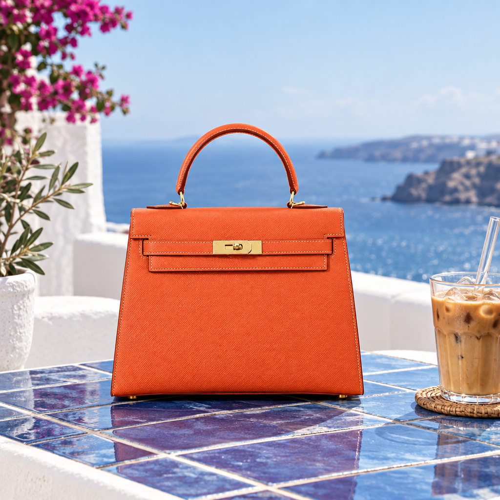 Sac ALMA Orange — au café, visuel illustratif