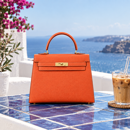Sac ALMA Orange — au café, visuel illustratif