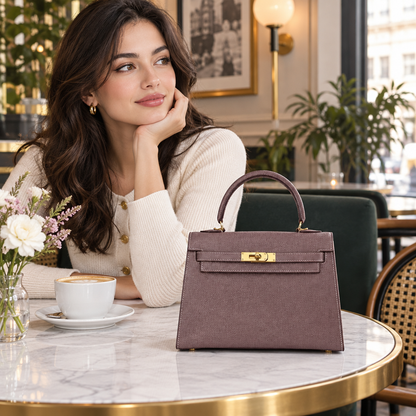 Sac ALMA Prune — au café, visuel illustratif