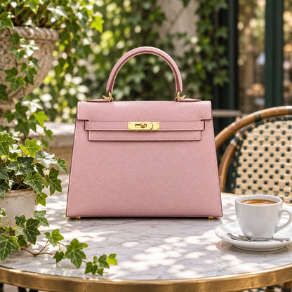 Sac ALMA Rose poudré — au café, visuel illustratif