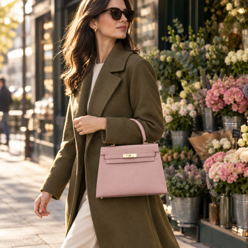 Sac ALMA Rose poudré — en ville, visuel illustratif