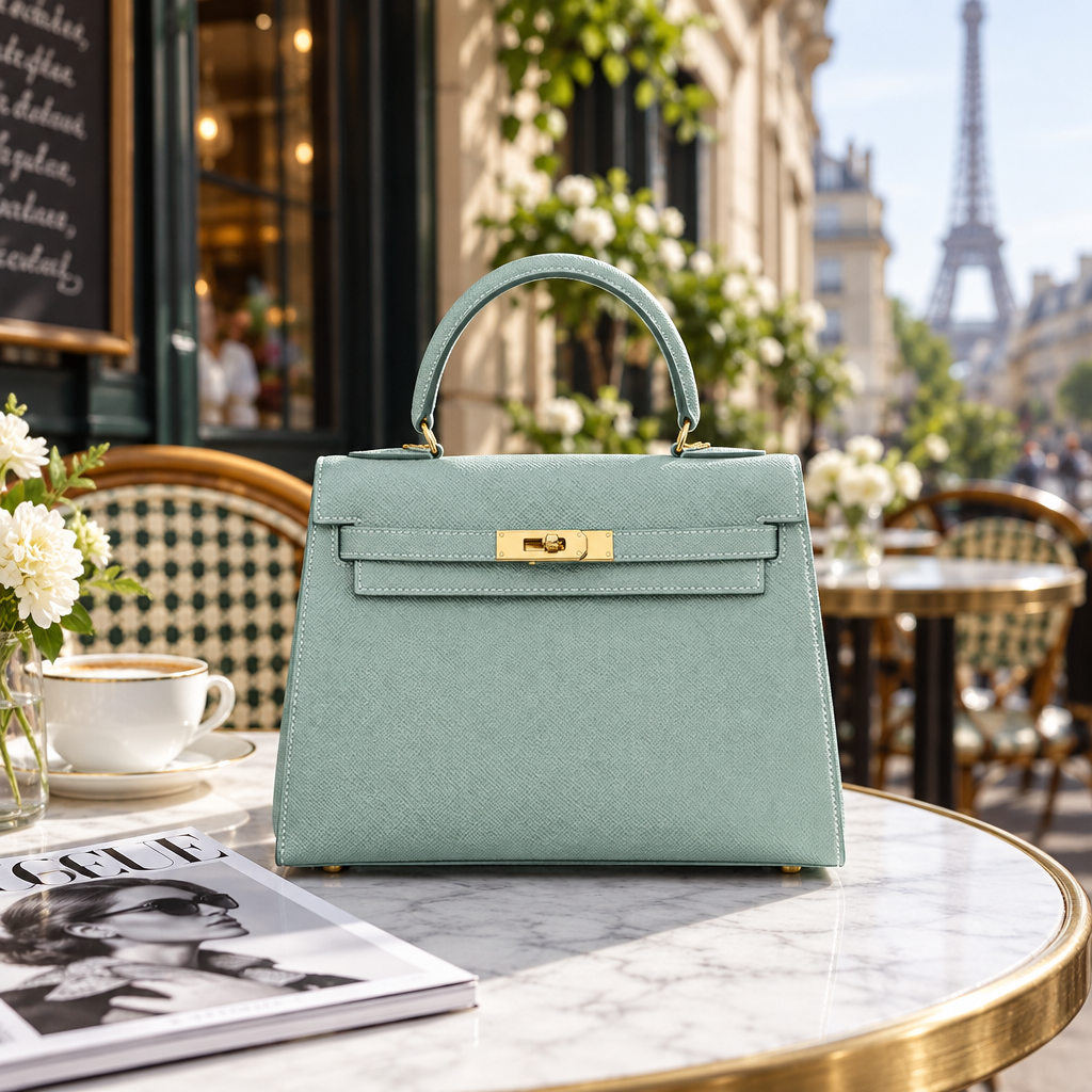 Sac ALMA Vert d’eau — au café, visuel illustratif