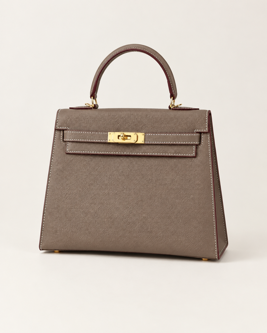 Sac structuré taupe VHYLA, vue de trois quarts illustrative
